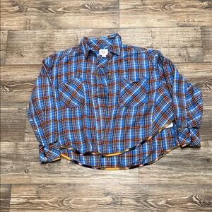 BDG Blue and Orange Plaid Casual Shirt